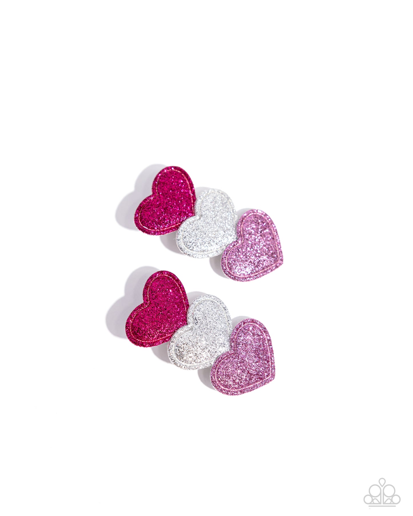 Love at First SPARKLE - Multi Fuchsia Fedora, Silver & Purple Heart Sparkle Hair Clips Paparazzi H0120