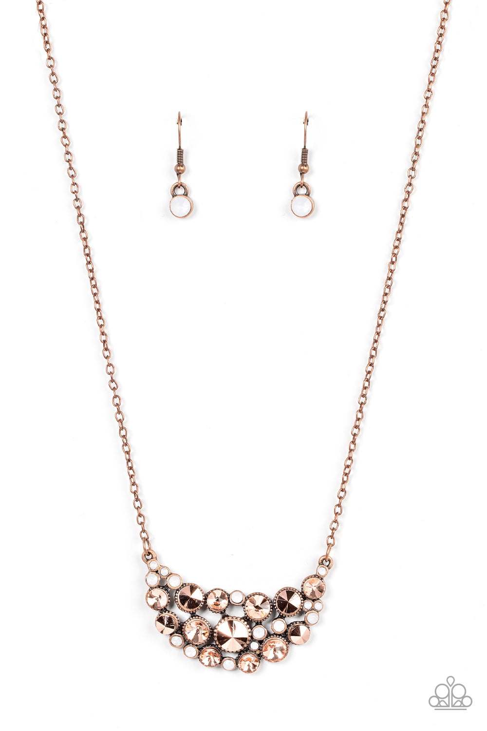 Effervescently Divine - Copper Aurum & Opal Rhinestone Necklace Paparazzi N1487