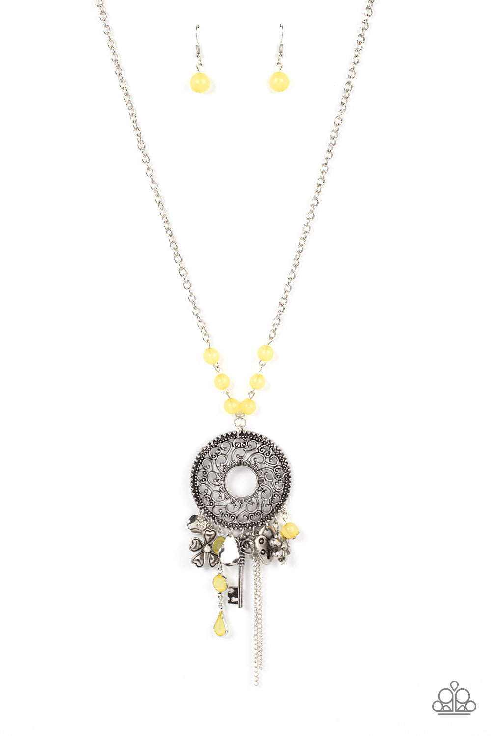 Making Memories - Yellow Floral Charm Necklace Paparazzi N1030