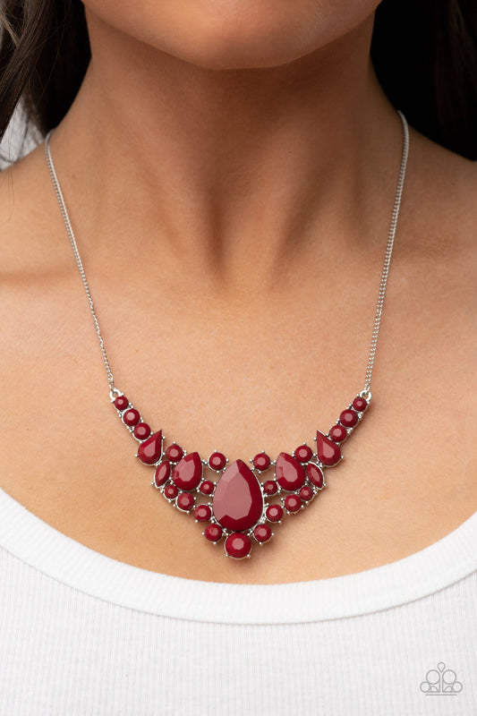 Bali Ballroom - Red Wine Teardrop Bead Necklace Paparazzi N1228