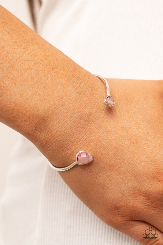 Unrequited Love - Pink Heart Cuff Bracelet Paparazzi B0329