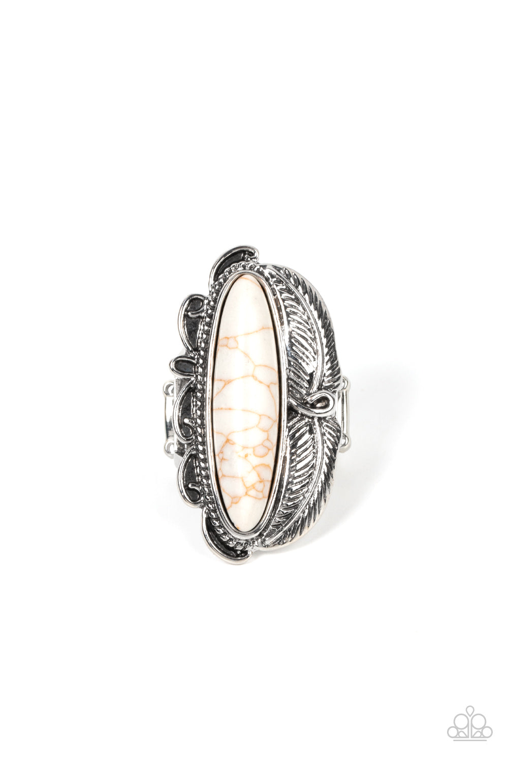 Rural Resort - White Stone Santa Fe Style Ring Paparazzi R0373