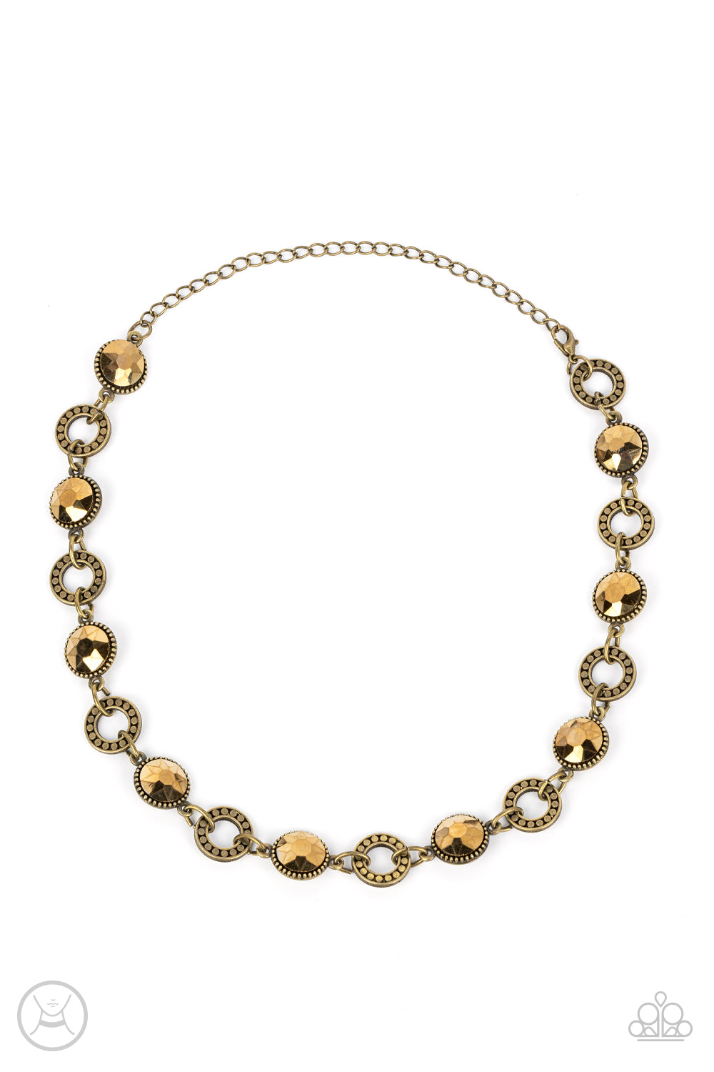 Rhinestone Rollout - Brass Aurum Rhinestone Necklace Paparazzi N0988