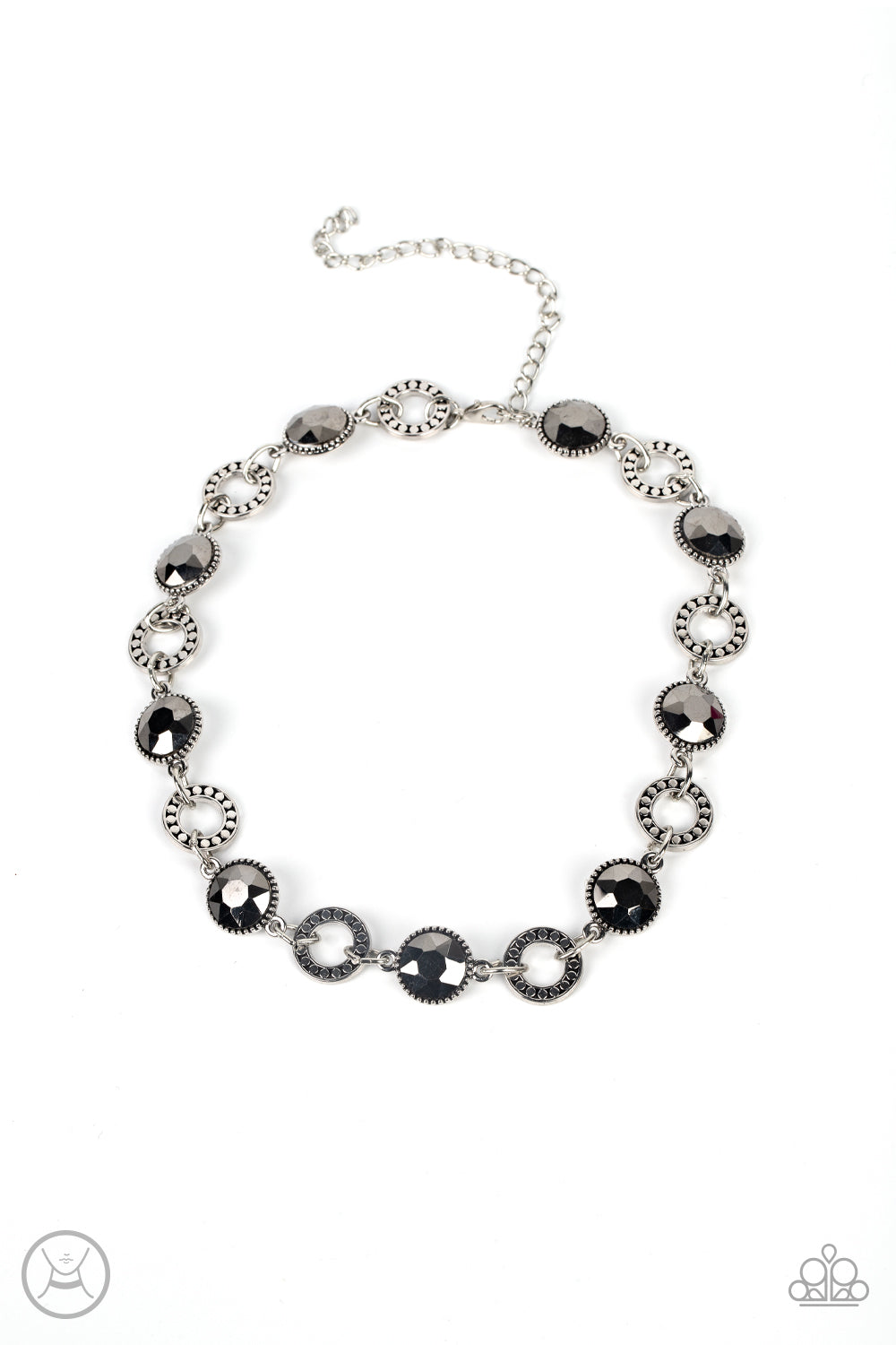 Rhinestone Rollout - Silver Choker Necklace Paparazzi N0666