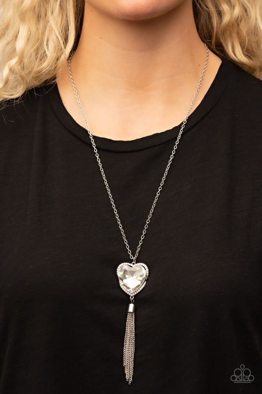 Finding My Forever - White Heart Necklace Paparazzi  N0572