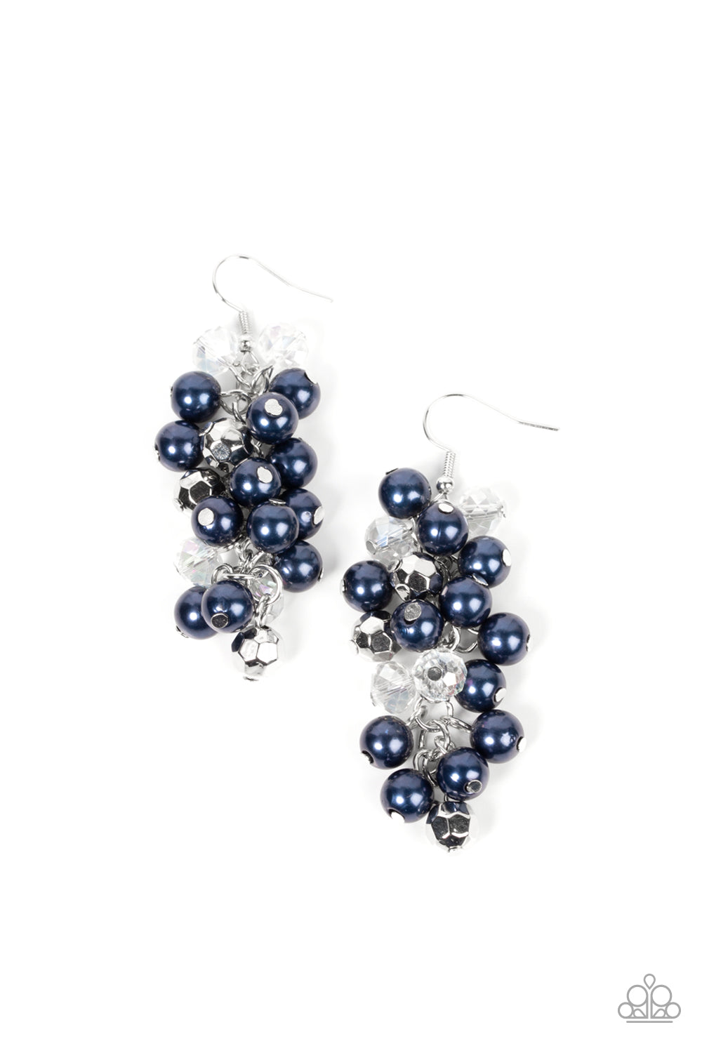 Pursuing Perfection - Blue Pearl & White Crystal Chandelier Earring Paparazzi E1058