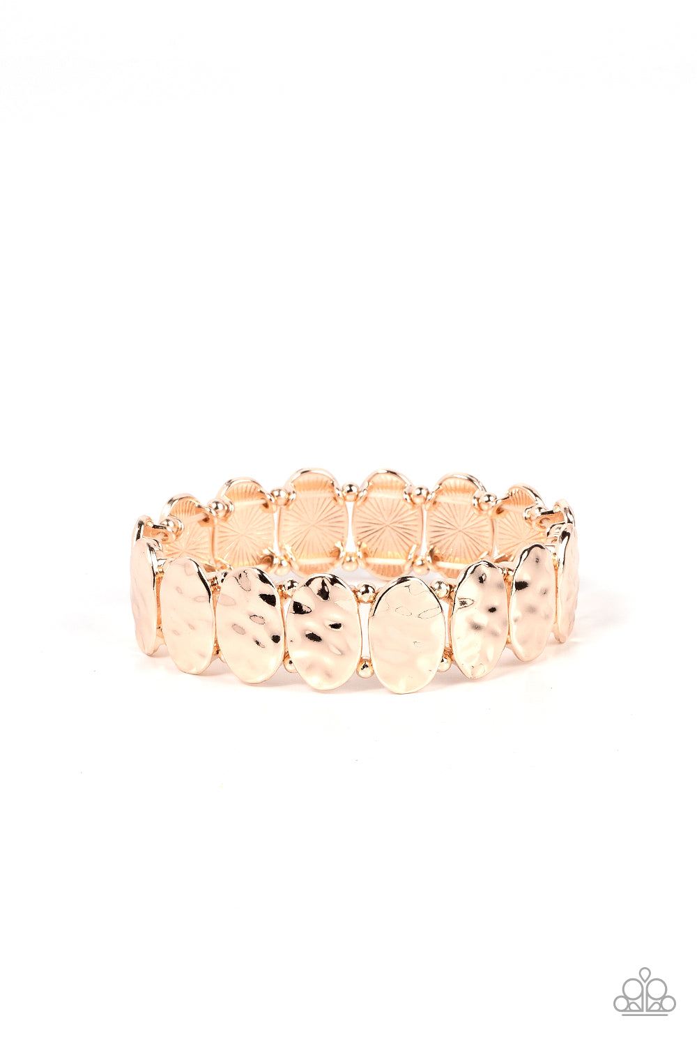 Trinket Trek - Rose Gold Hammered Stretch Bracelet Paparazzi B1256