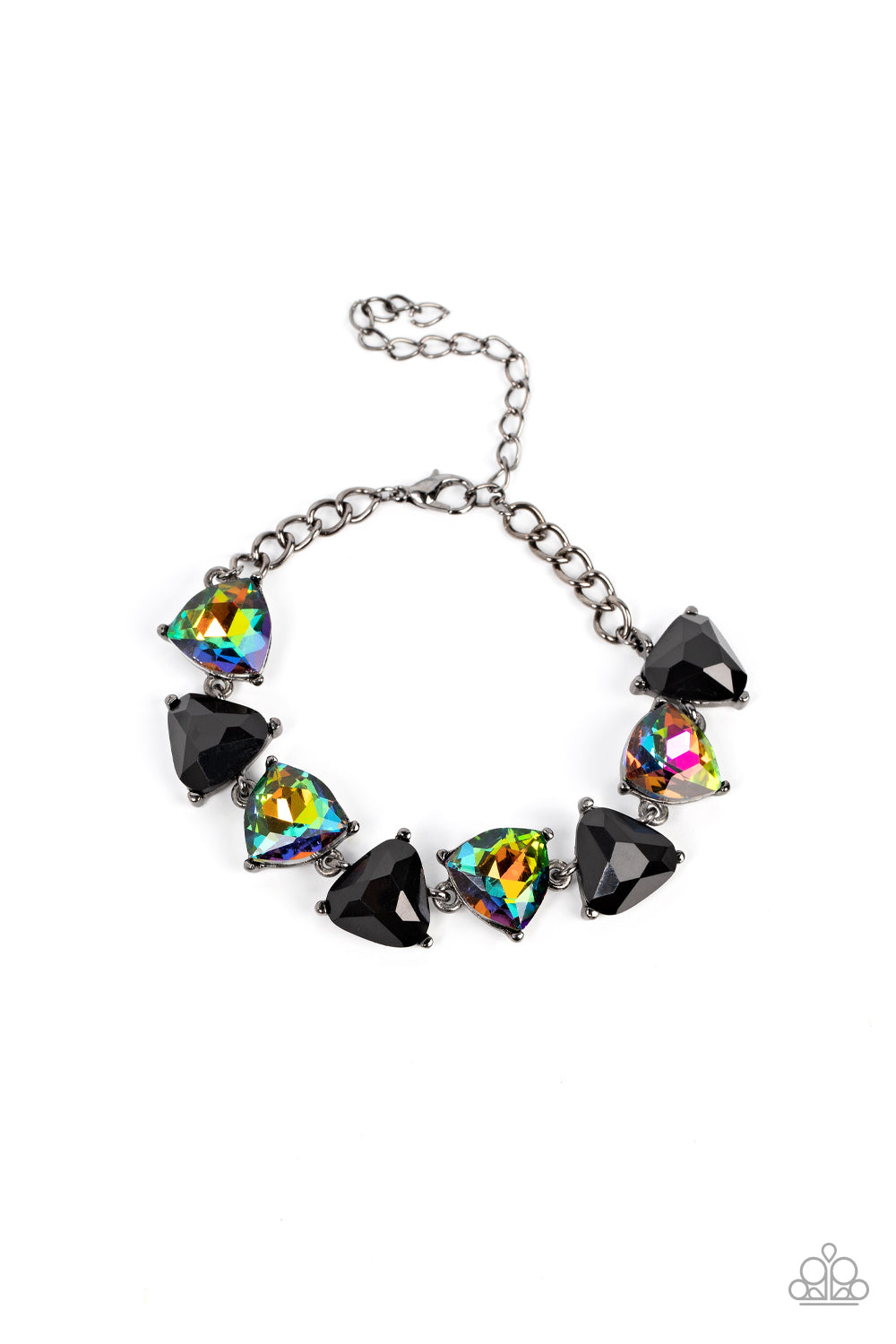 Pumped up Prisms - Multi Black Bead And Oil Spill Gem Bracelet Paparazzi B0743