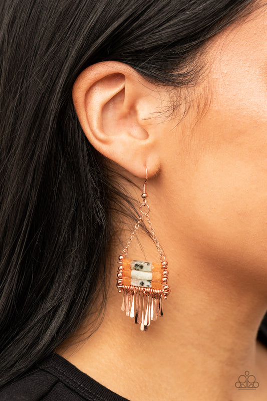 Riverbed Bounty - Copper Earring Paparazzi E0646