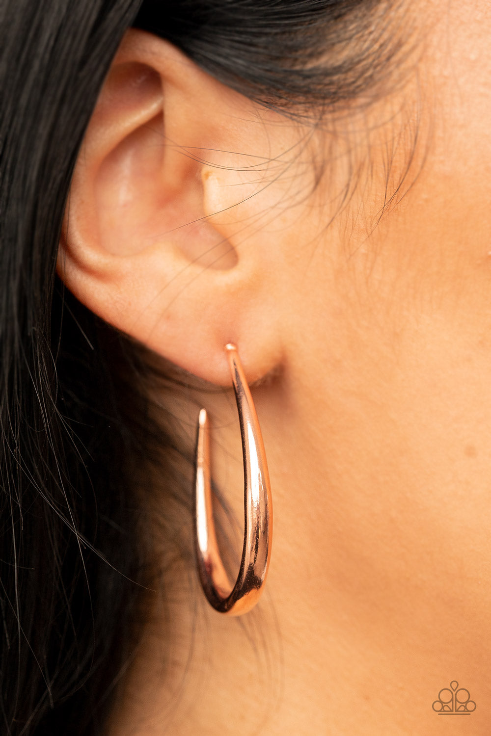 CURVE Your Appetite - Copper J Hoop Earring Paparazzi E1238