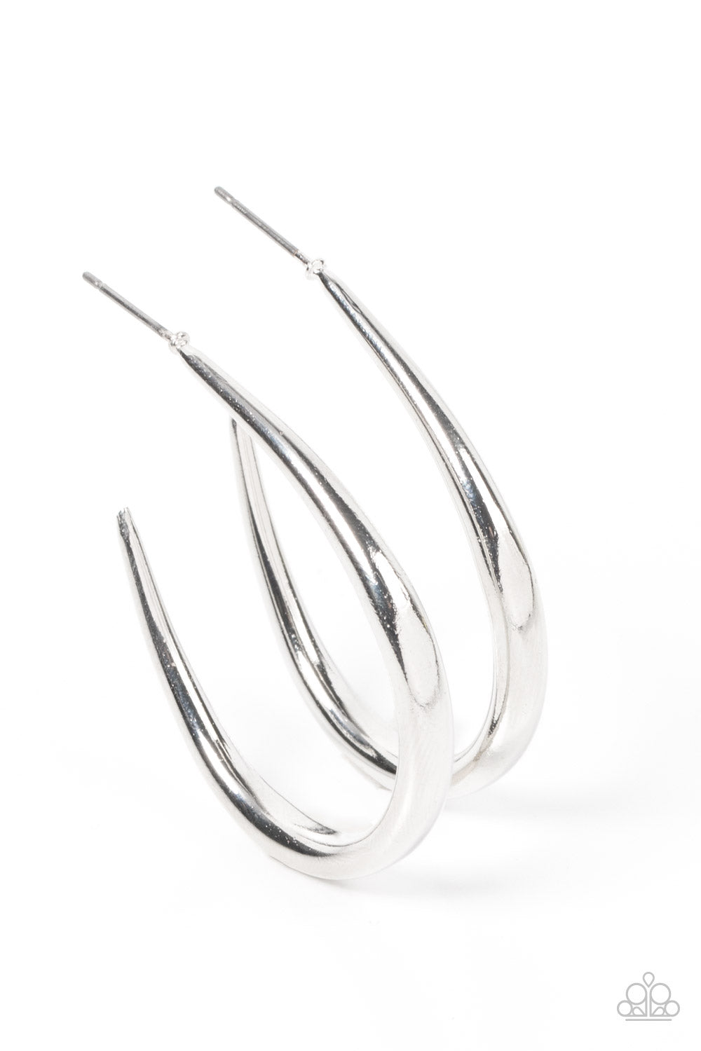 CURVE Your Appetite - Silver J Hoop Earring Paparazzi E0824