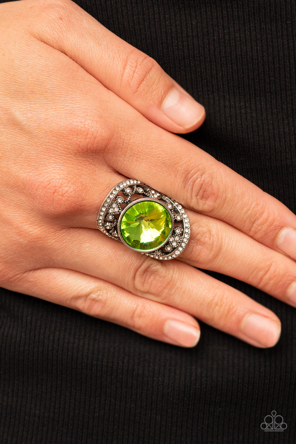 Galactic Garden - Green Iridescent Gem Ring Paparazzi R0385