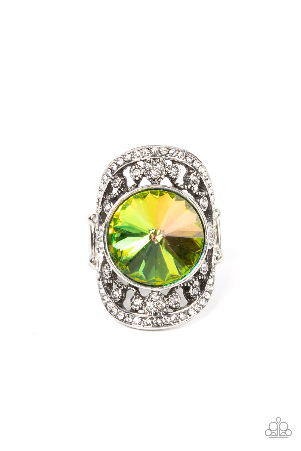 Galactic Garden - Green Iridescent Gem Ring Paparazzi R0385