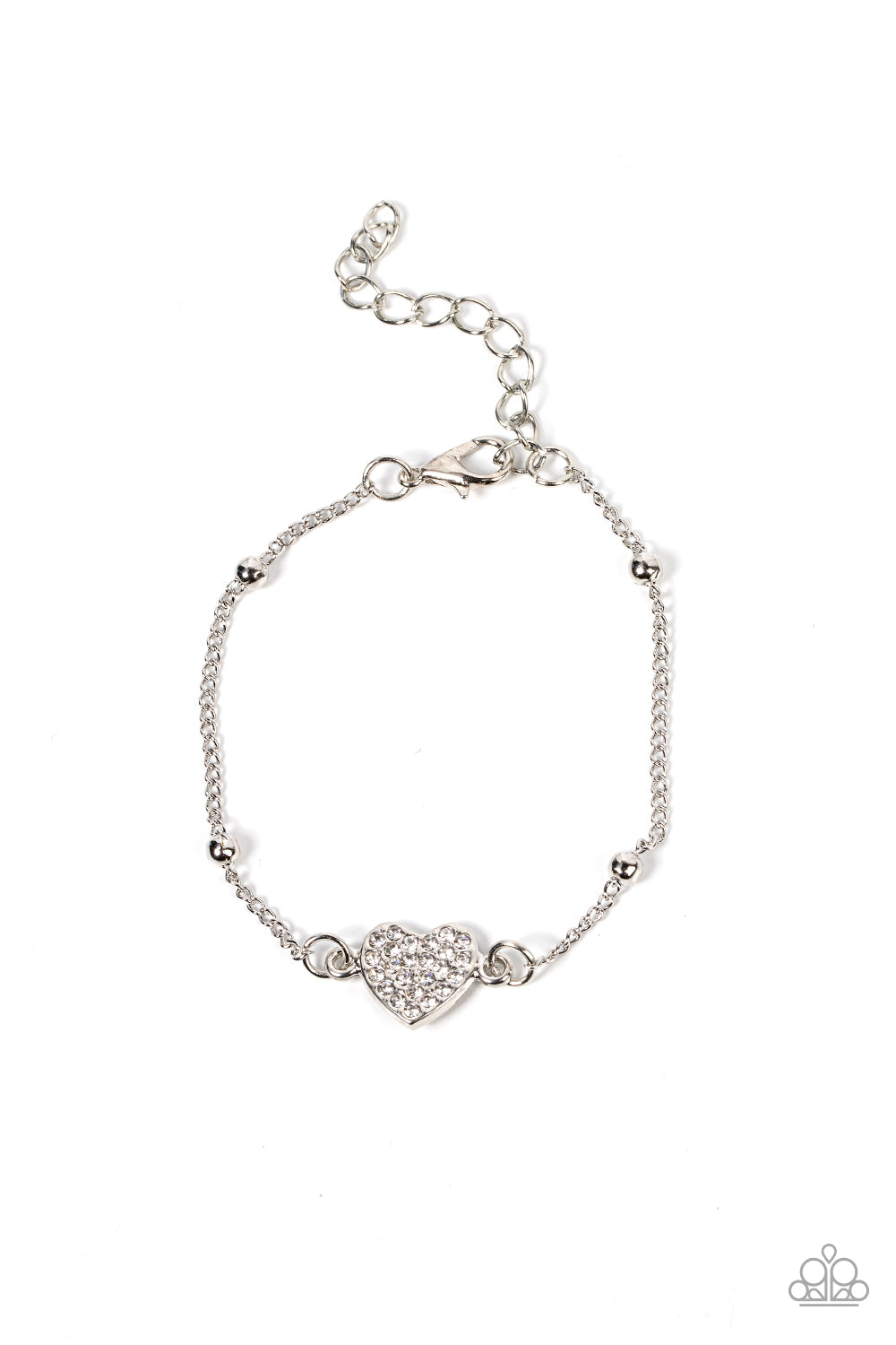 Heartachingly Adorable - White Heart Bracelet Paparazzi B0332