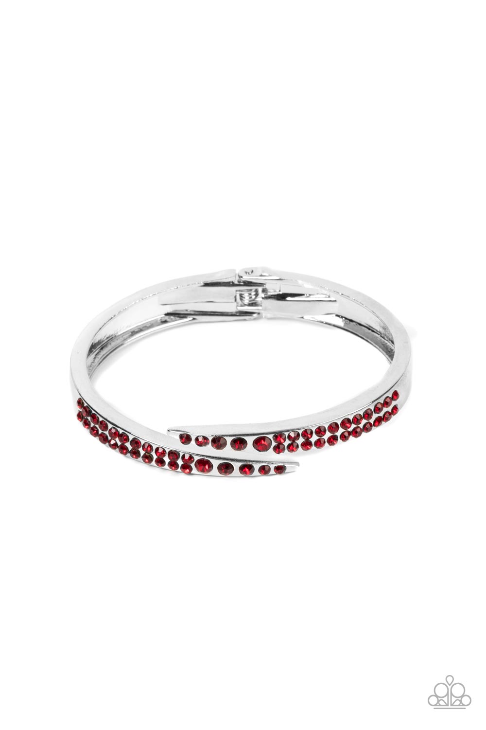 Sideswiping Shimmer - Red Rhinestone Hinge Bracelet Paparazzi B0537