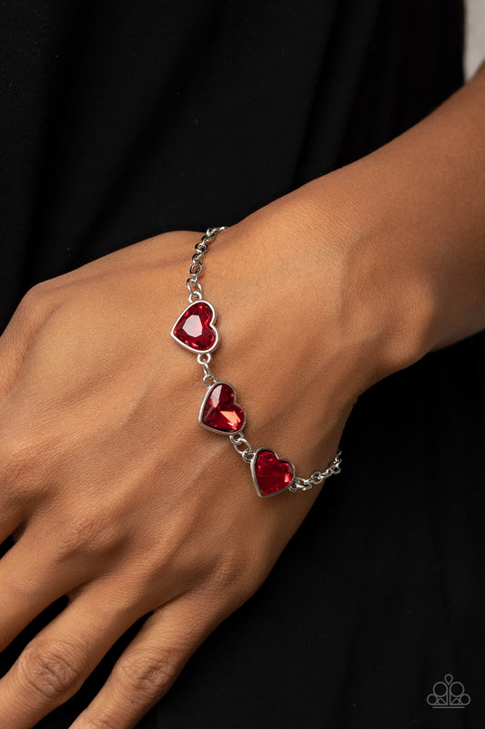 Little Heartbreaker - Red Heart Bracelet Paparazzi B0360