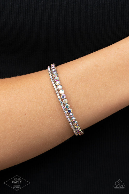 Fairytale Sparkle - Multi Iridescent Rhinestone Bracelet Pink Diamond Life Of The Party Exclusive Paparazzi B0516