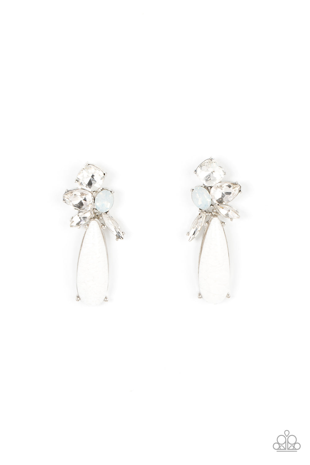 DIY Dazzle - White And Opal Rhinestone Earring Paparazzi E1030