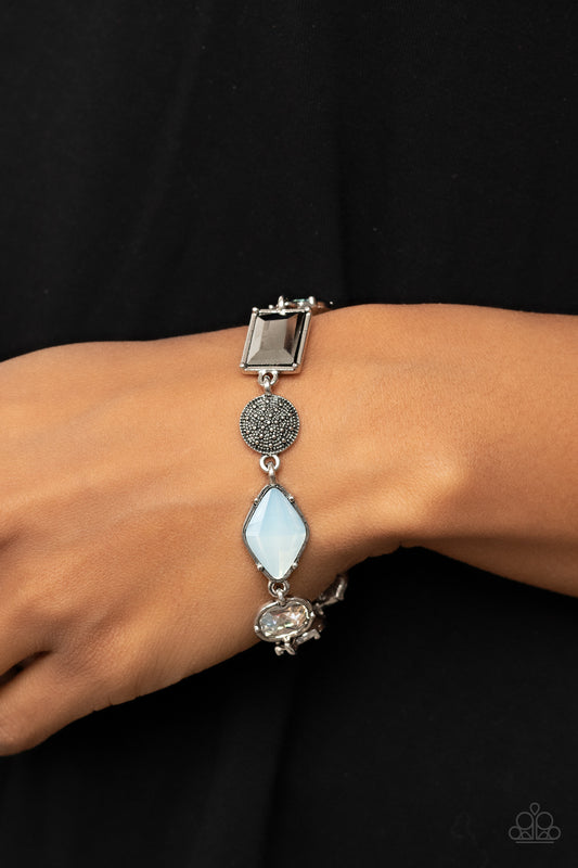 Jewelry Box Bauble - Silver, White, Hematite And Opal Rhinestone Bracelet Paparazzi B0675