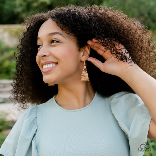 Urban Delirium - Brown Geometric Earring Paparazzi E1026
