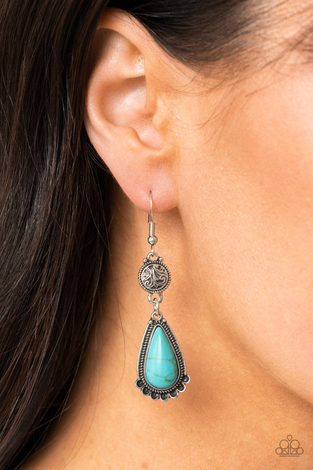 Montana Mountains - Blue Turquoise Stone Santa Fe Style Earring Paparazzi E1666