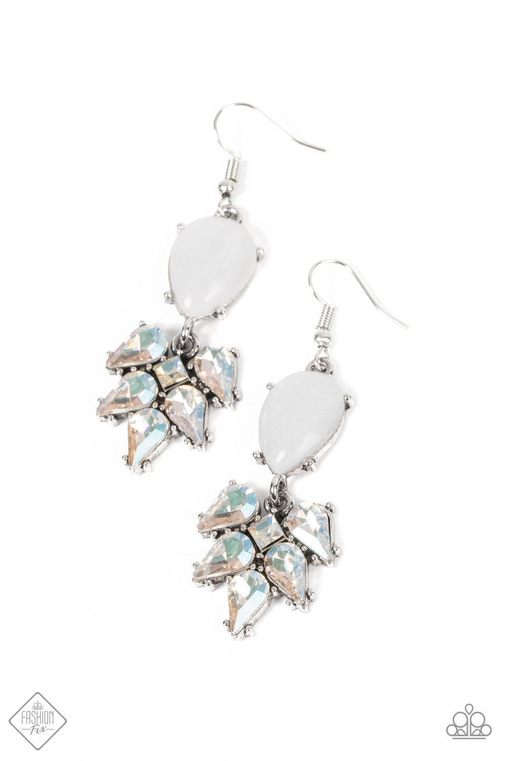 Ethereal Effervescence - White Teardrop Rhinestone Earring Fashion Fix Paparazzi June 2022 E0767