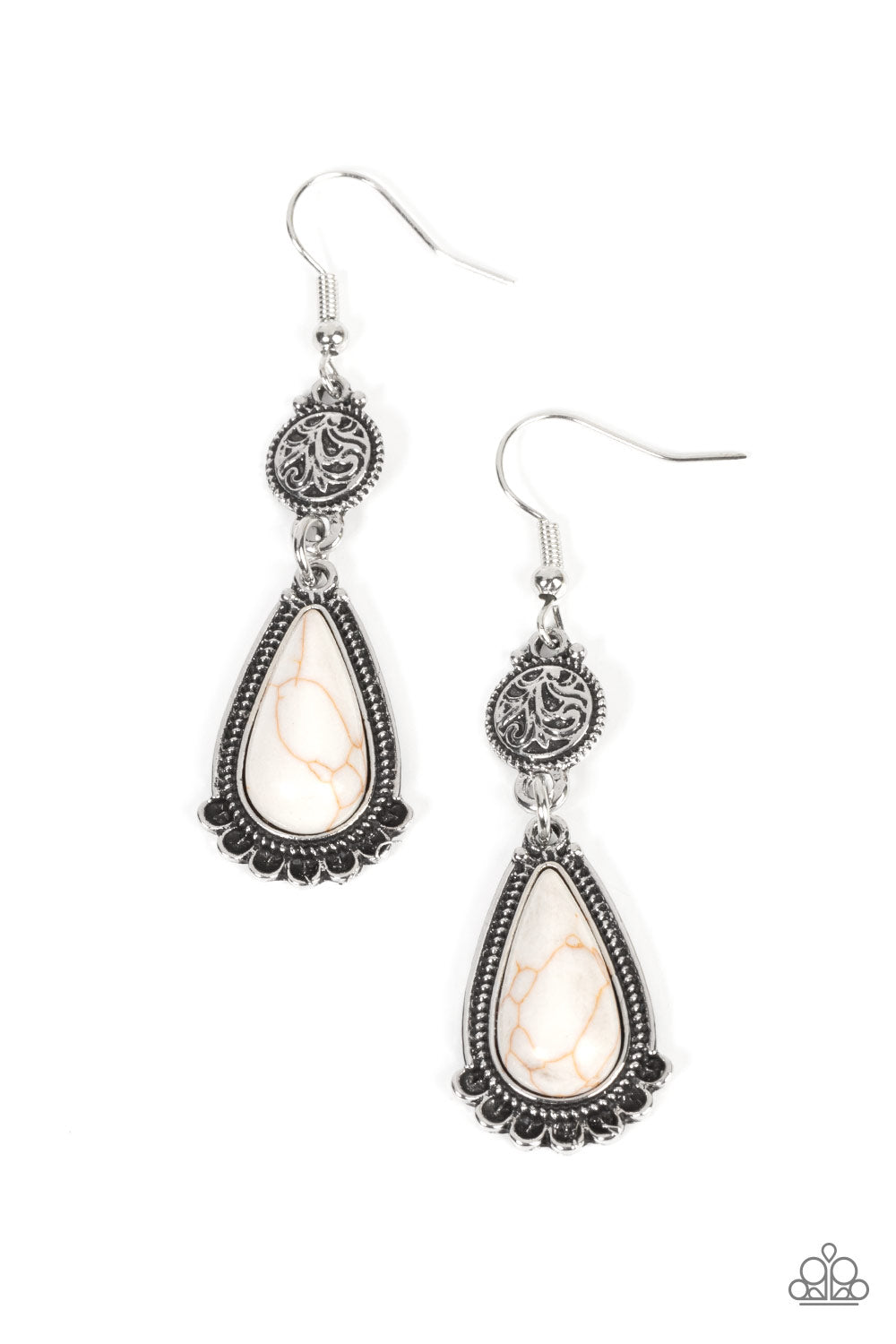 Montana Mountains - White Santa Fe Style Stone Earring Paparazzi E1528