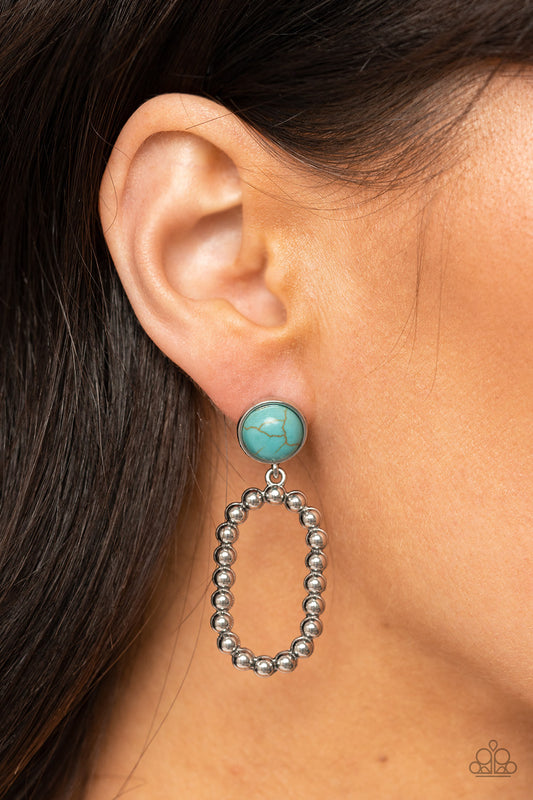 Riverbed Refuge - Blue Cracked Stone Earring Paparazzi E0533