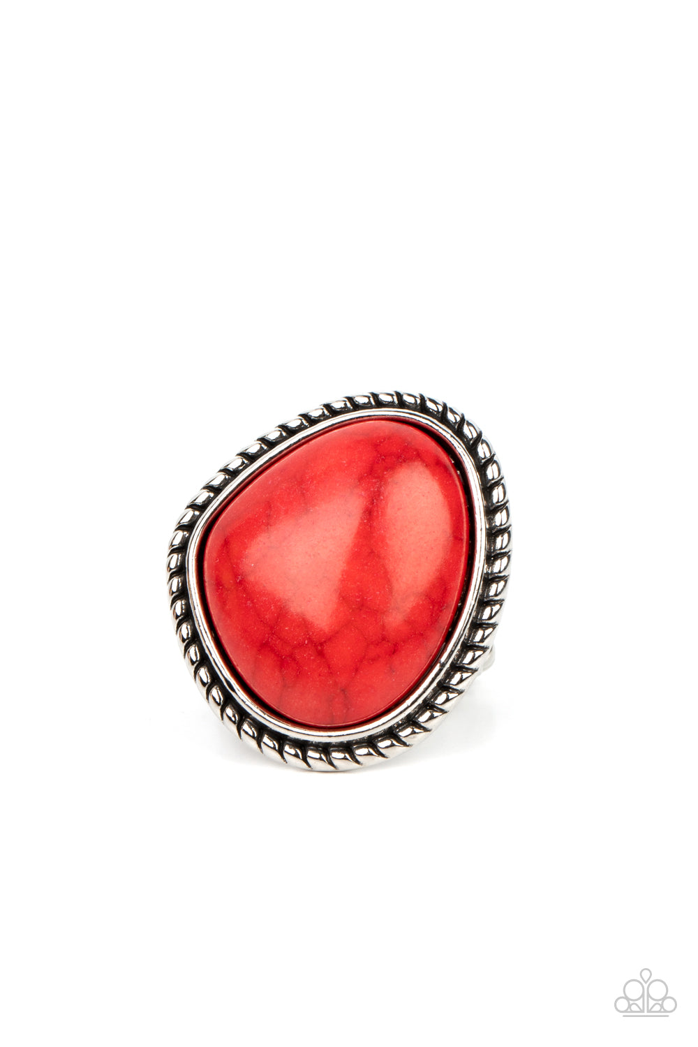 Take the High RODEO - Red Cracked Stone Ring Paparazzi R0295