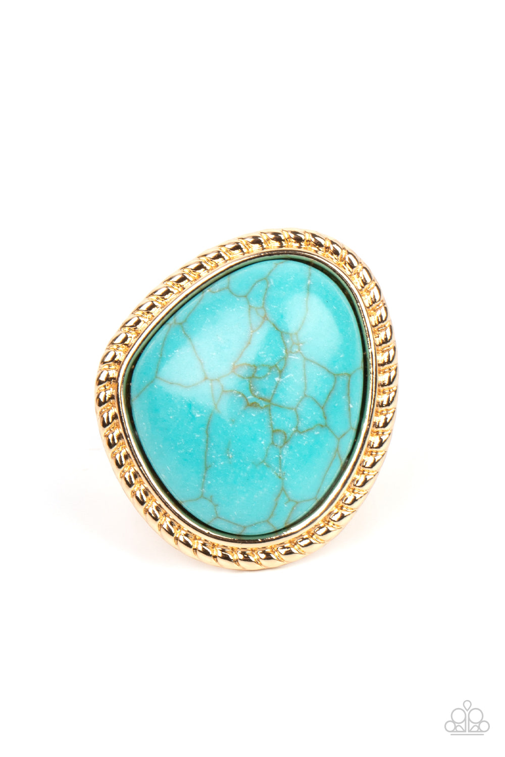 Take the High RODEO - Gold Blue Cracked Stone Ring  Paparazzi R0259