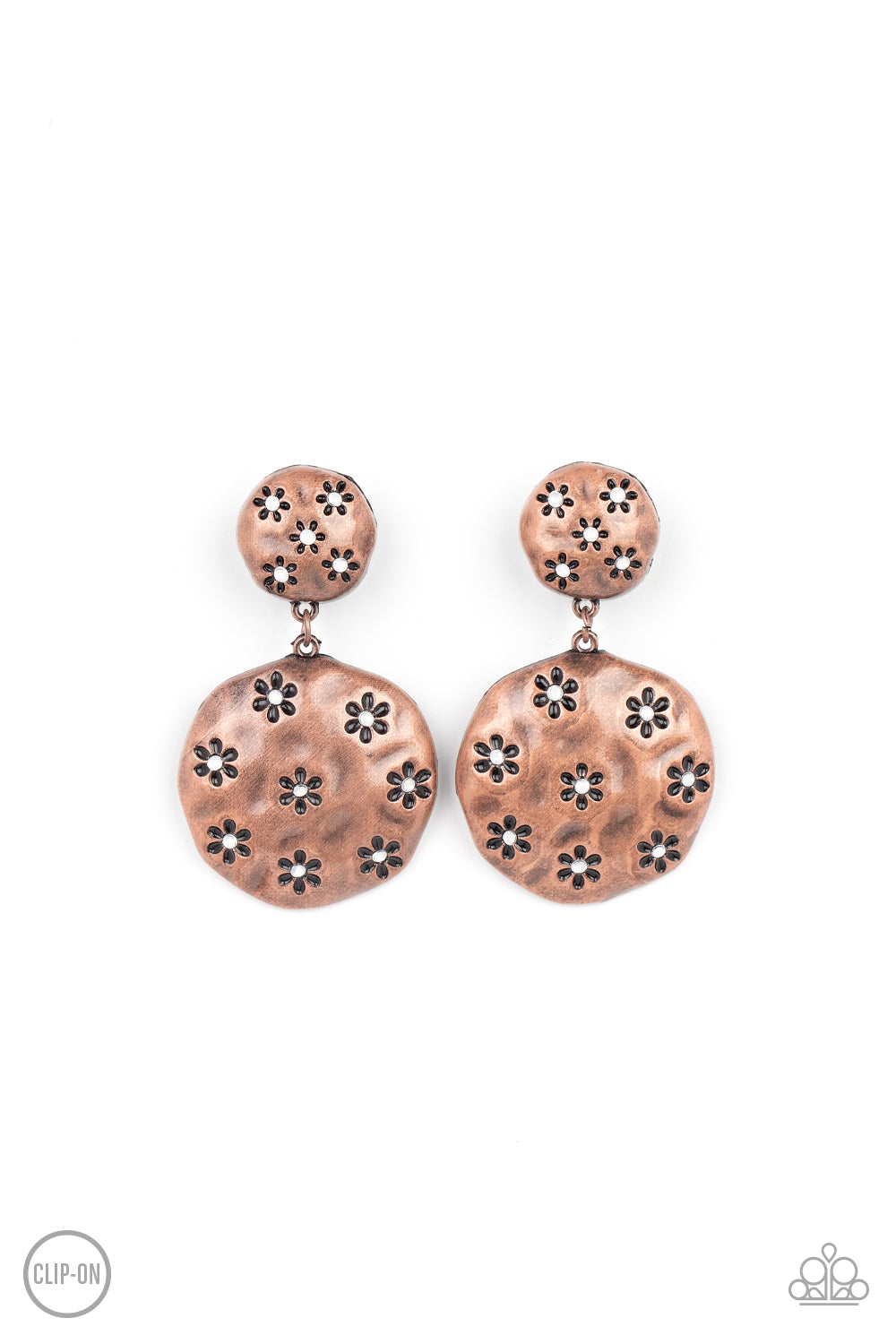 Industrial Fairytale - Copper Floral Clip-On Earring Paparazzi E0673