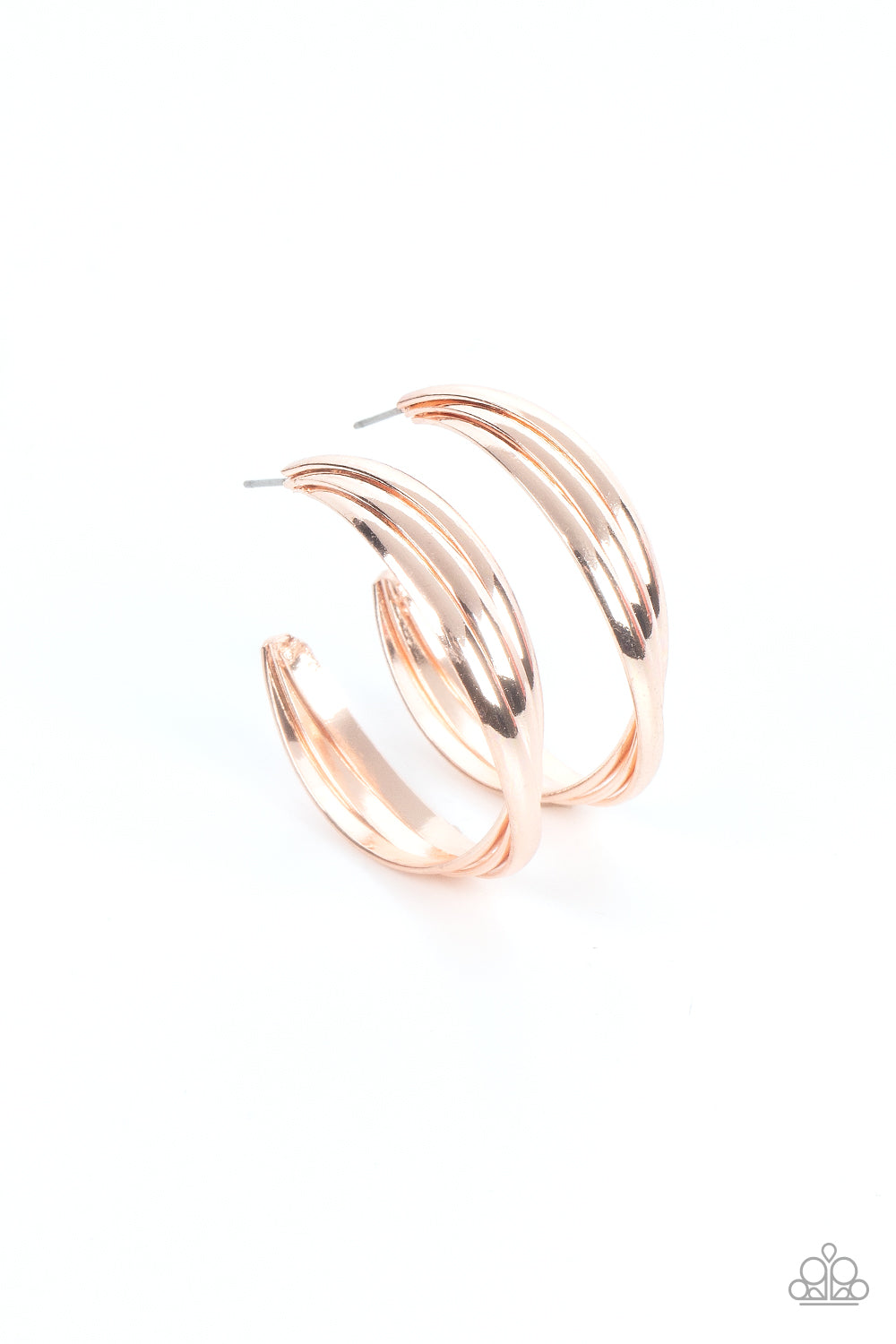 Curvy Charmer - Rose Gold Hoop Earring Paparazzi E0988