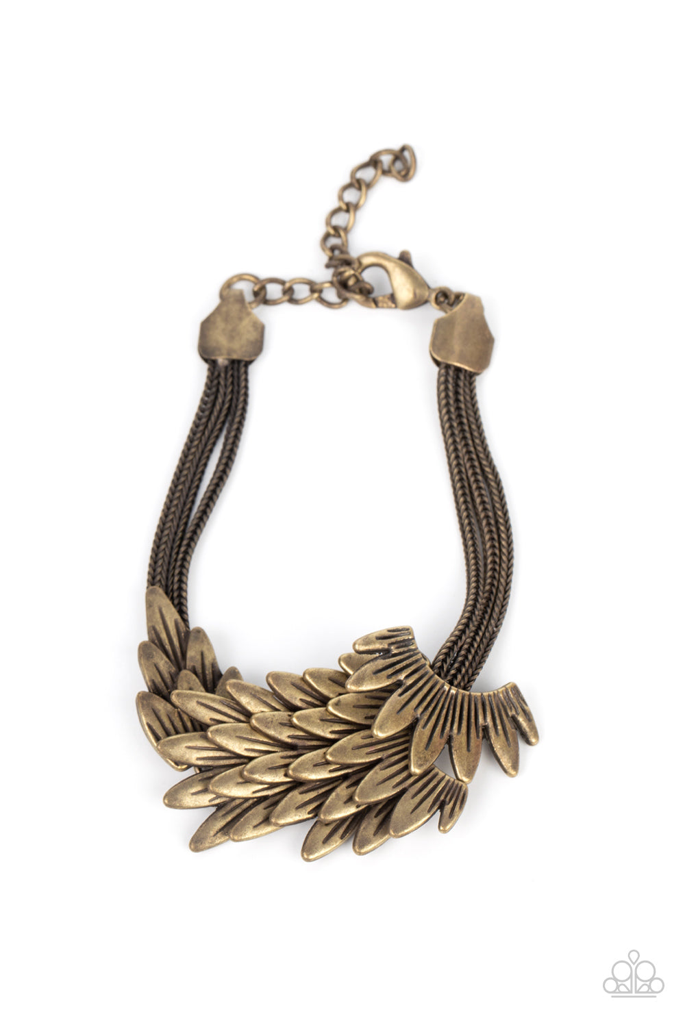 BOA and Arrow - Brass Feathery Boa Like Bracelet Paparazzi B0963