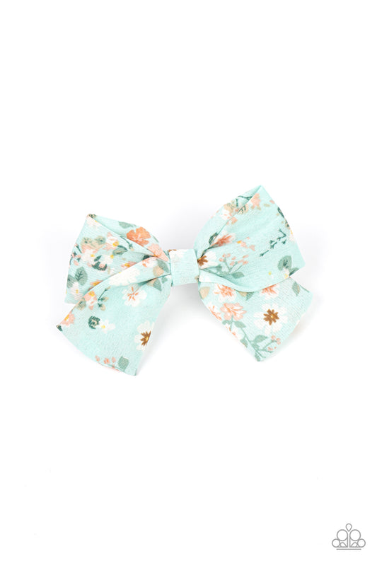 Wide Open Prairies - Blue Ribbon Bow Hair Clip Paparazzi H0072