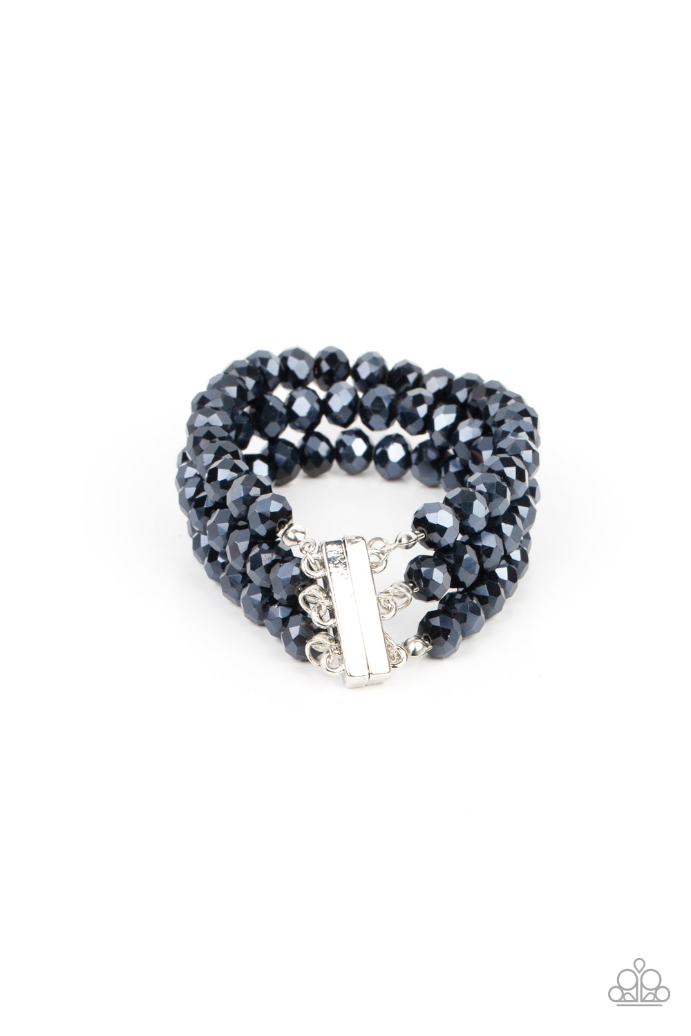 Supernova Sultry - Blue Metallic Crystal Bead Magnetic Closure Bracelet Paparazzi B0723