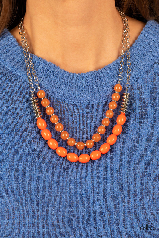 Venetian Voyage - Orange - Burnt Orange Multilayer Necklace Paparazzi N1972