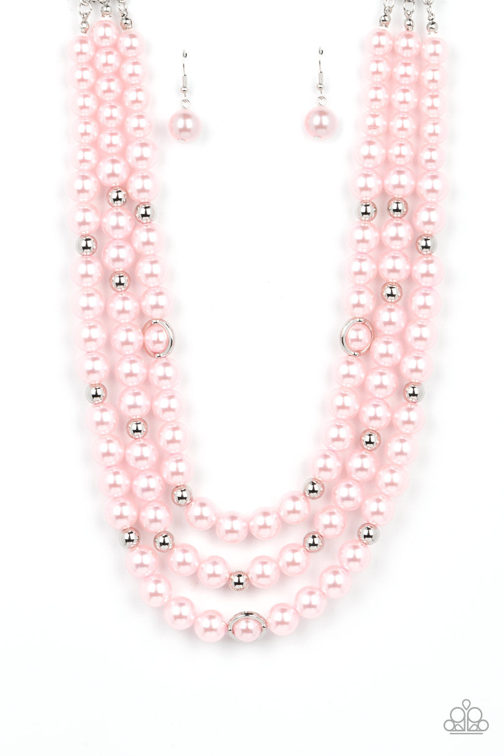 Needs No Introduction - Pink Pearl & Silver Bead Necklace Paparazzi N1650