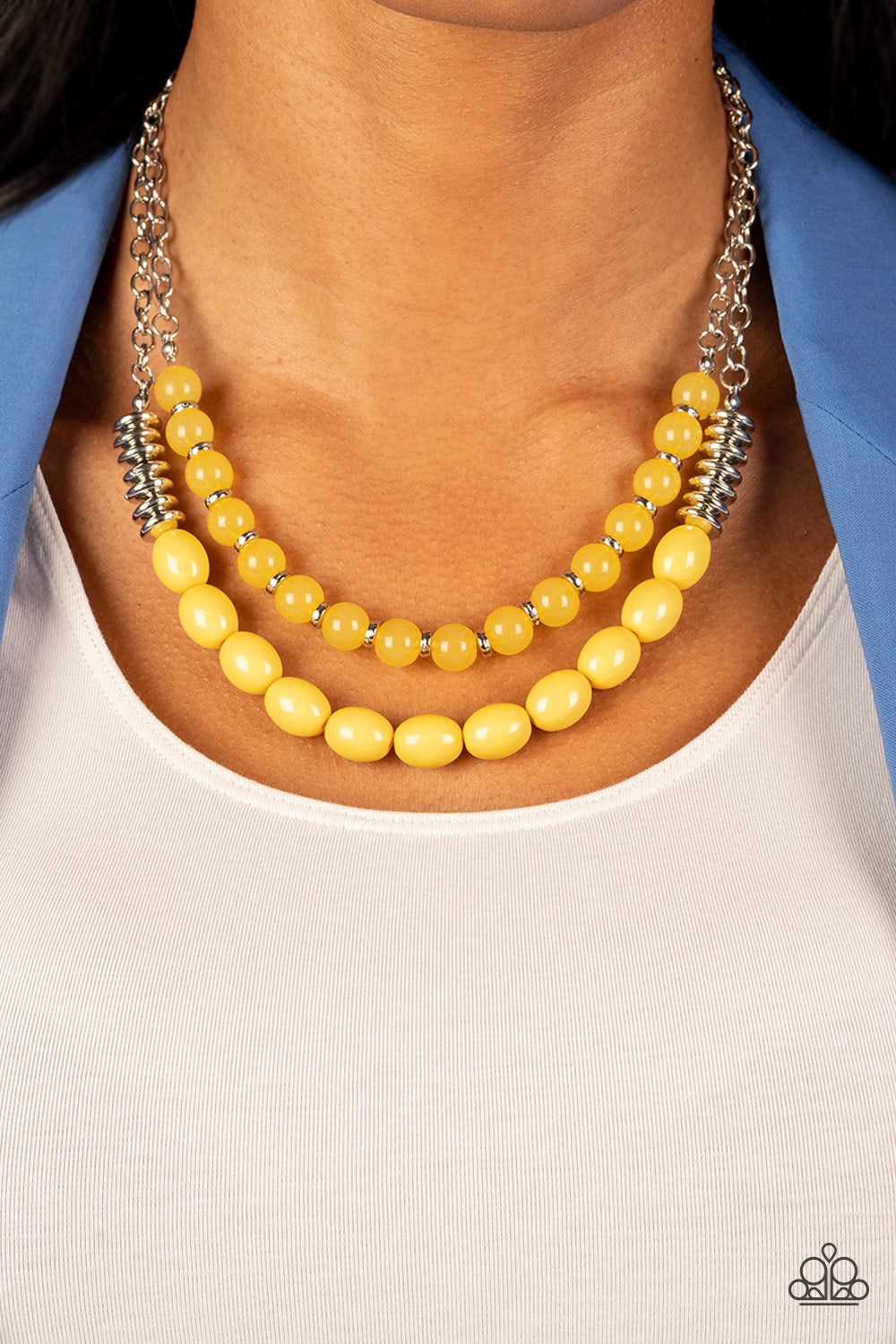 Venetian Voyage - Yellow Bead Double Layer Necklace Paparazzi N1897