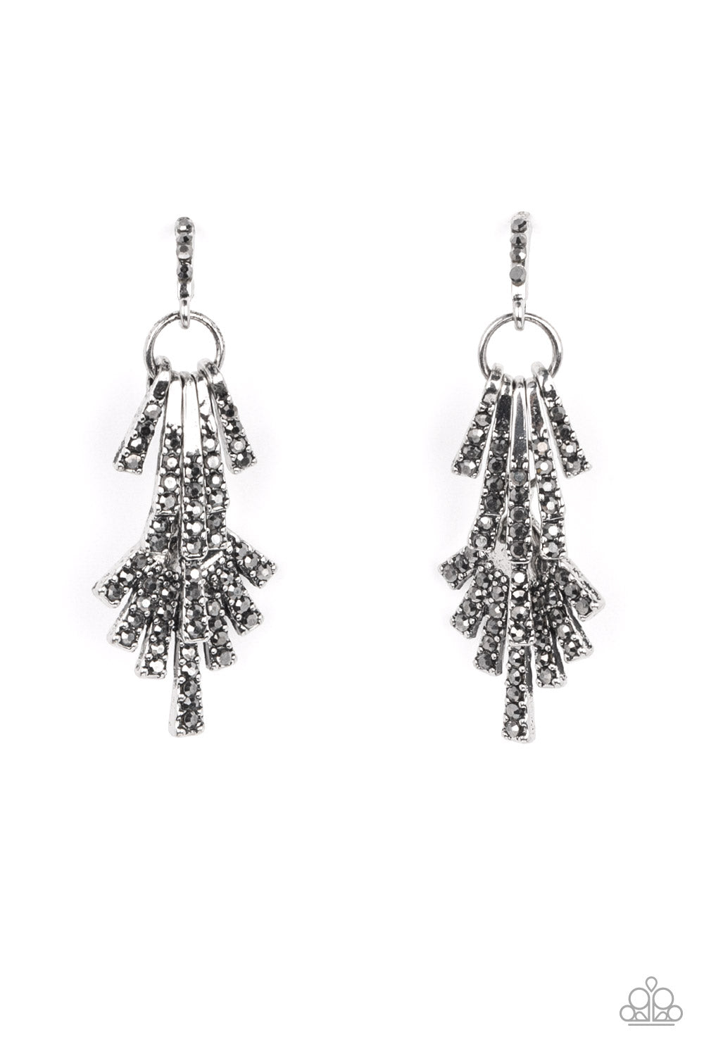 Fan of Glam - Silver Hematite Rhinestone Earring Paparazzi E0972