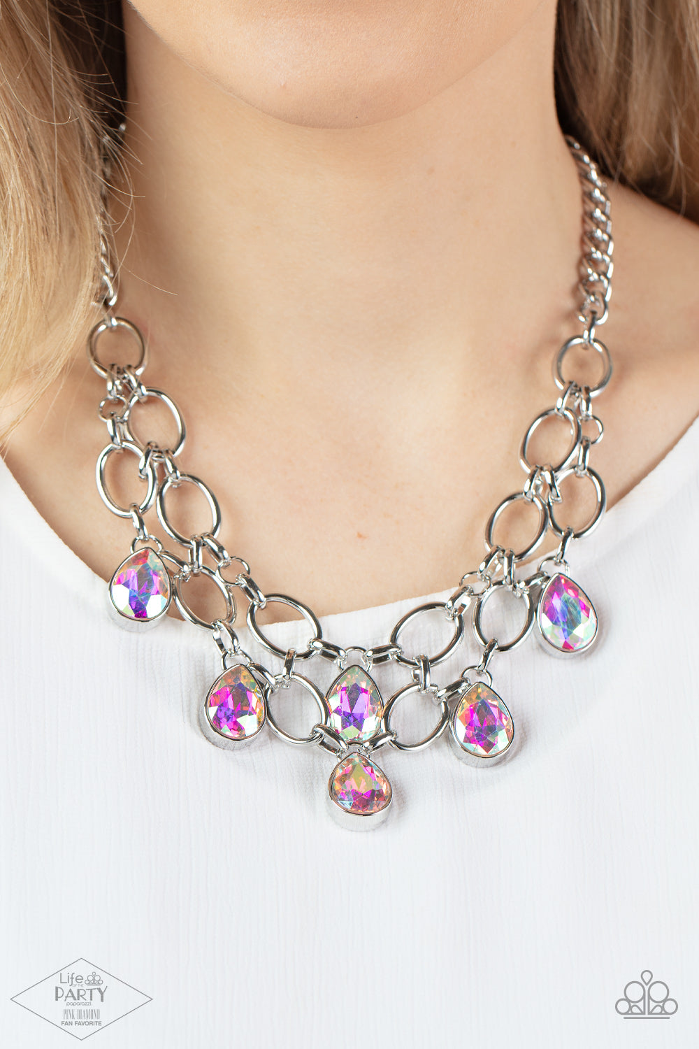Show-Stopping Shimmer - Multi Iridescent Necklace Life Of The Party Pink Diamond Exclusive Paparazzi N1078