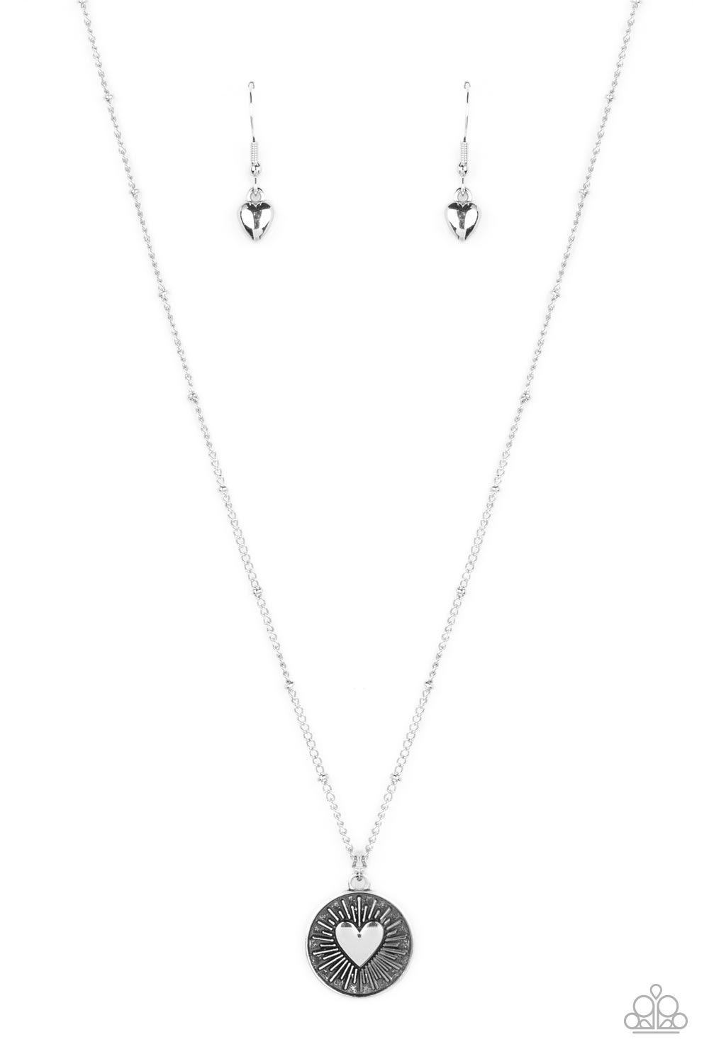 Lovestruck Shimmer - Silver Heart Satellite Chain Necklace Paparazzi N1303