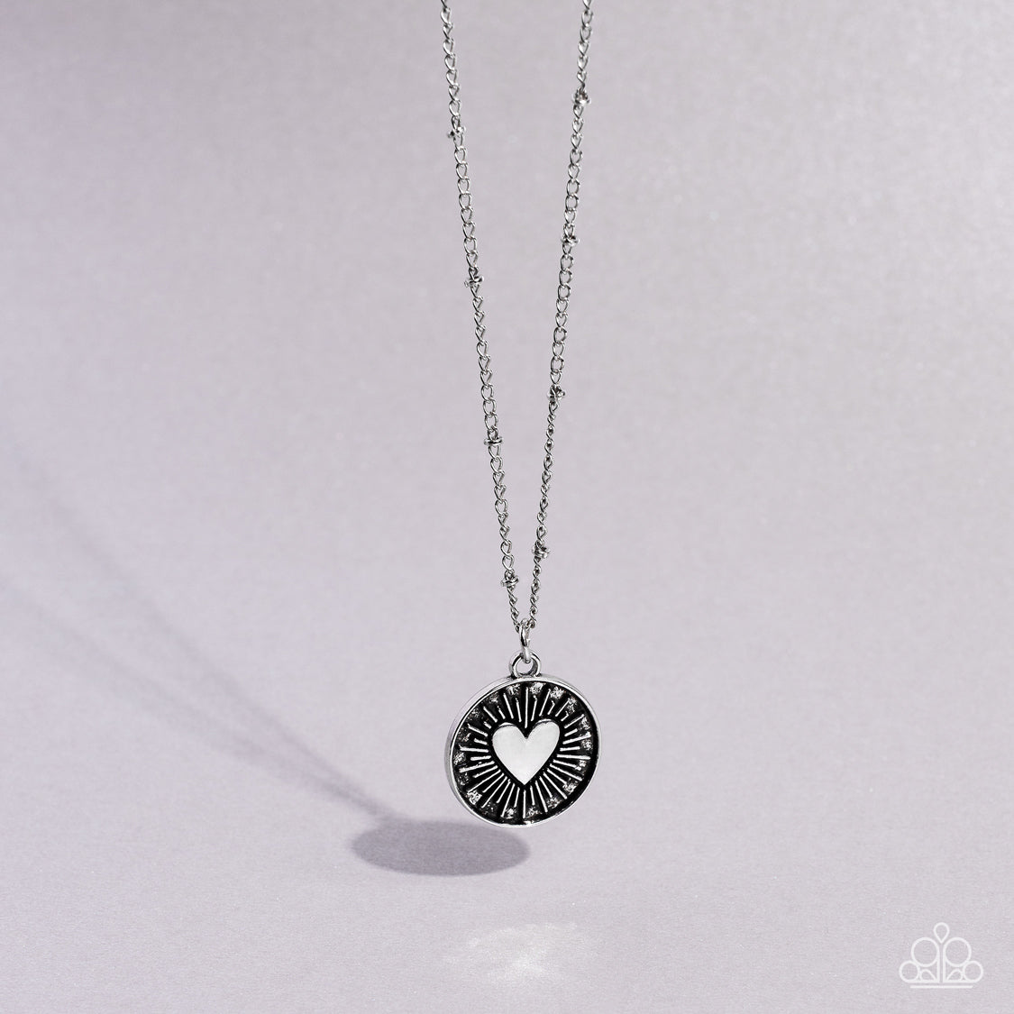 Lovestruck Shimmer - Silver Heart Satellite Chain Necklace Paparazzi N1303