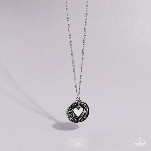 Lovestruck Shimmer - Silver Heart Satellite Chain Necklace Paparazzi N1303