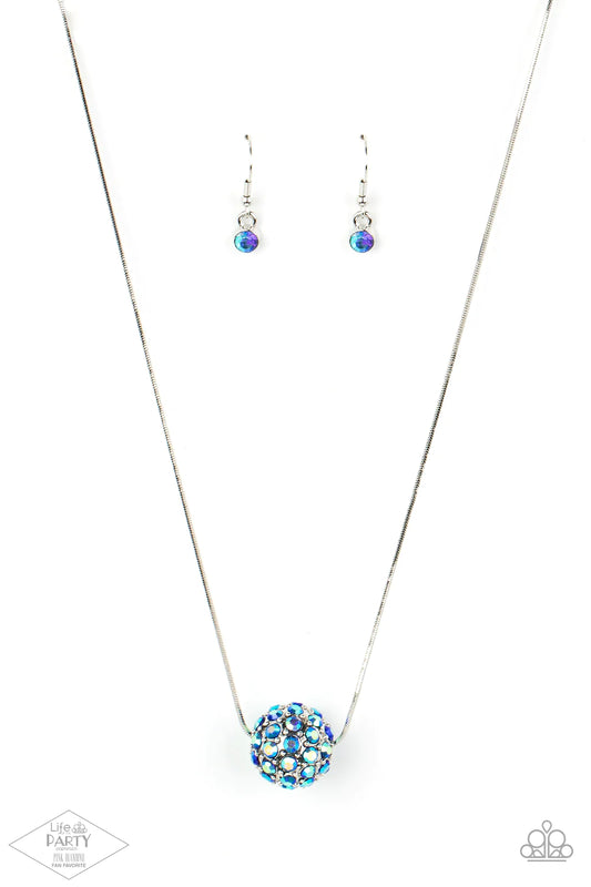 Come Out Of Your BOMBSHELL Multi Iridescent Rhinestone Necklace Life Of The Party Pink Diamond Exclusive  Paparazzi N1393