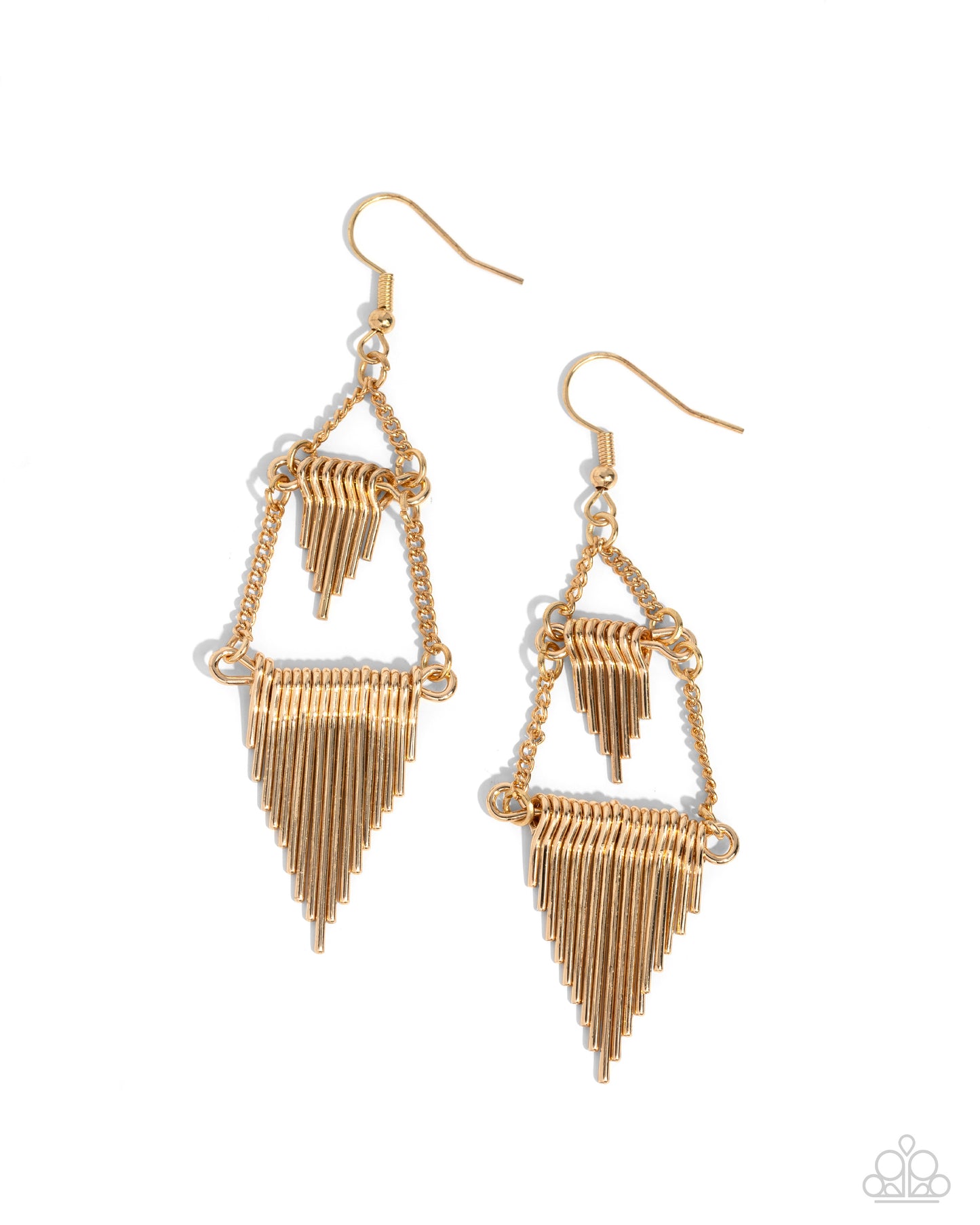 Greco Grotto - Gold Metal Rod Fringe Earring Paparazzi E1895