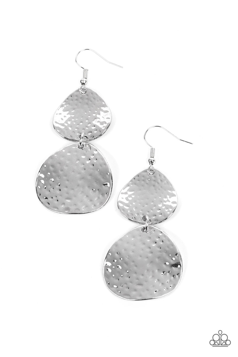 Bait and Switch - Silver Hammered Teardrop Earring Paparazzi E1407