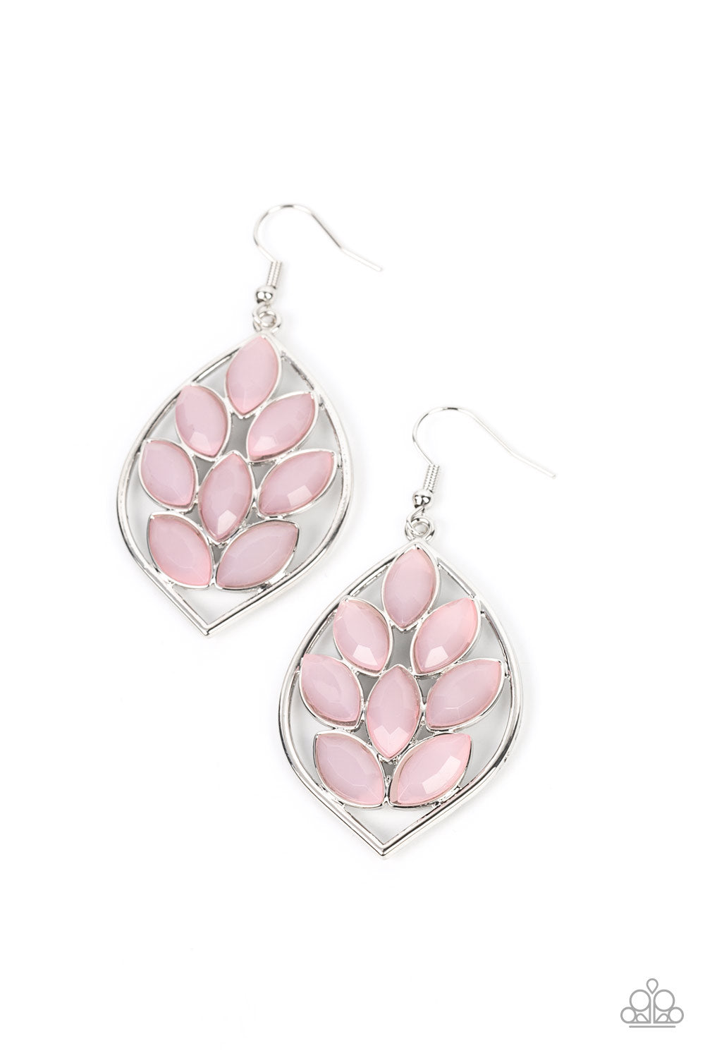 Glacial Glades - Pink Gossamer Marquise Bead Earring Paparazzi E1430