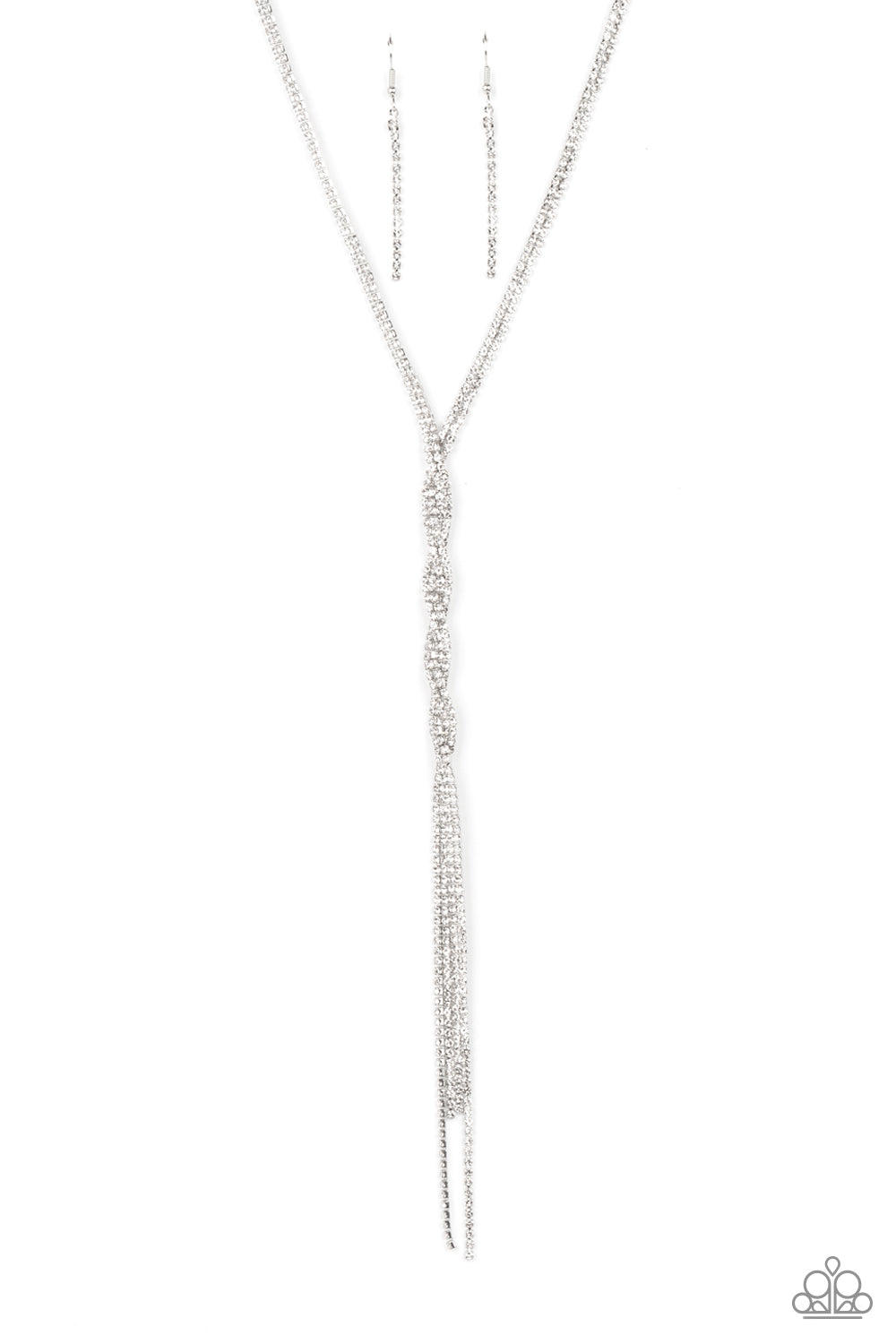 Impressively Icy - White Rhinestone Necklace March 2022 Life Of The Party Paparazzi N0747