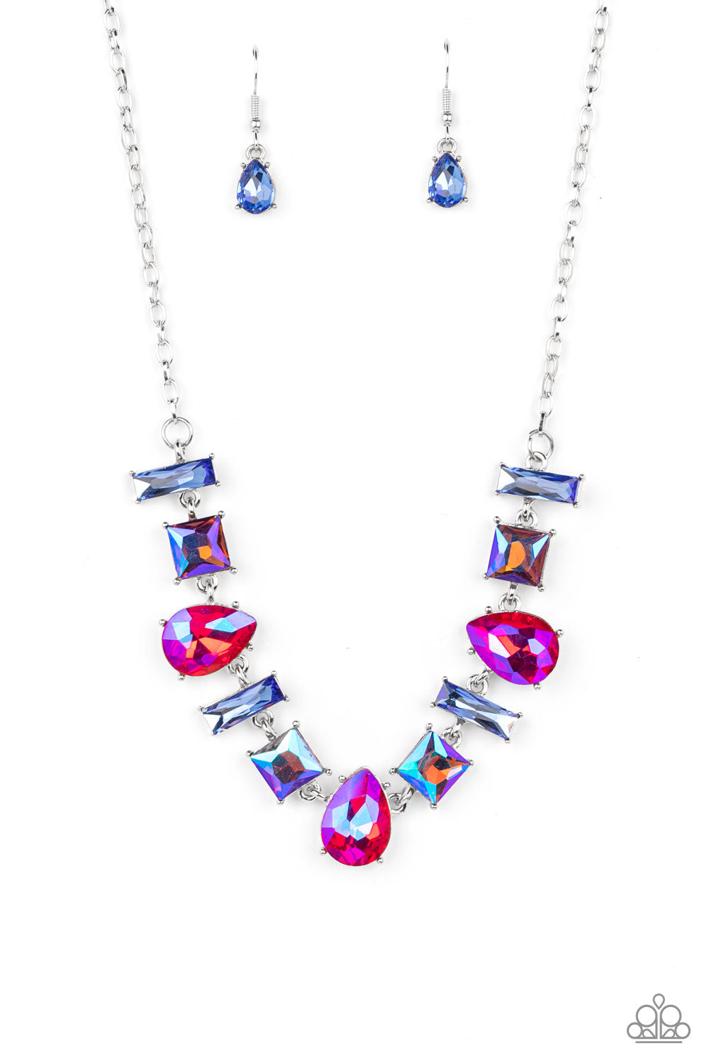 Interstellar Ice - Pink Iridescent Oil Spill Necklace March 2022 Life Of The Party Paparazzi N0748