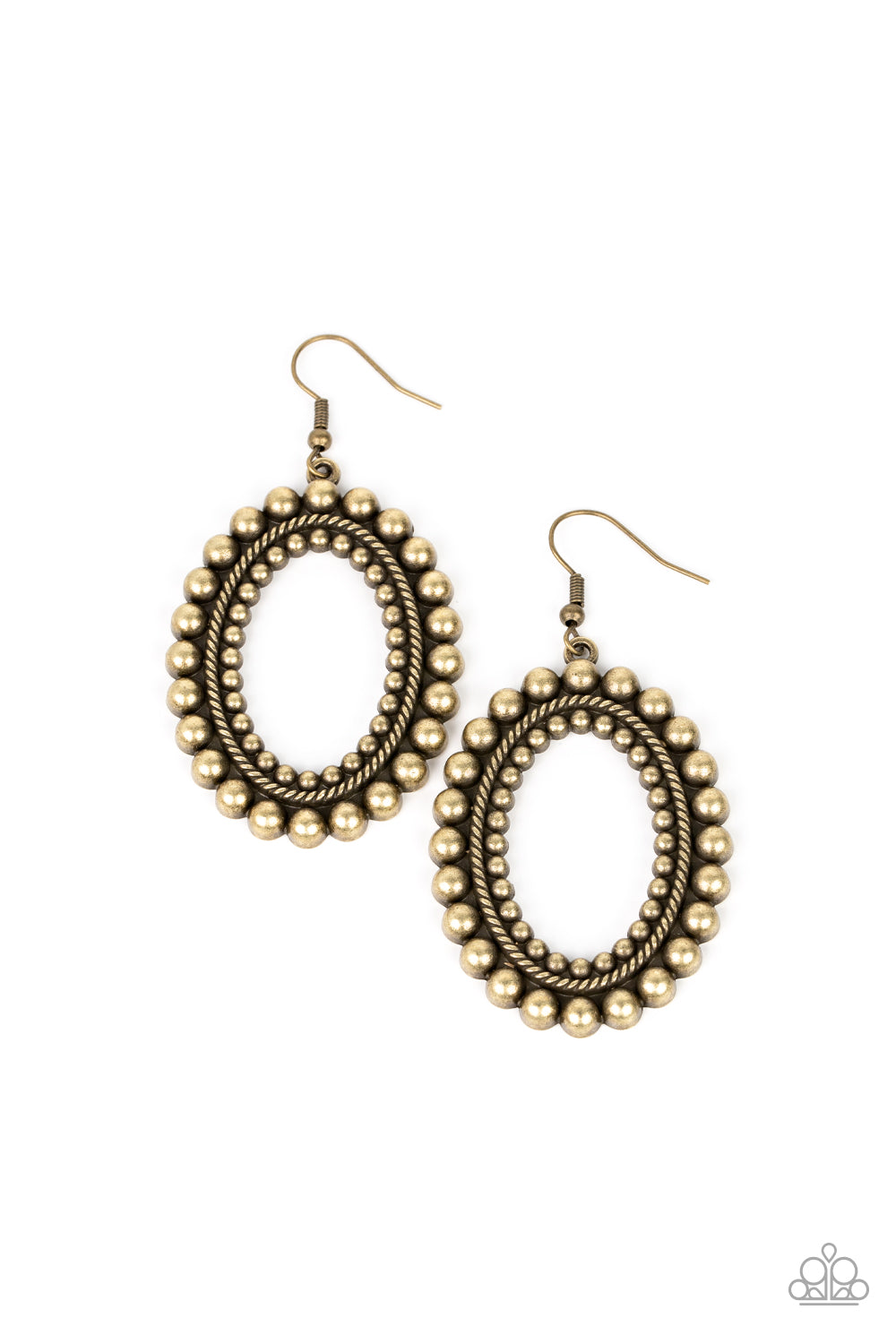 Homestead Hideaway - Brass Antiqued Oval Santa Fe Style Earring Paparazzi E1357